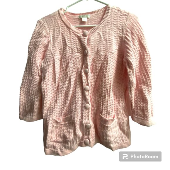 Vintage Christopher &‎ Banks Pink Button Front Knit Cardigan Small - Picture 1 of 7